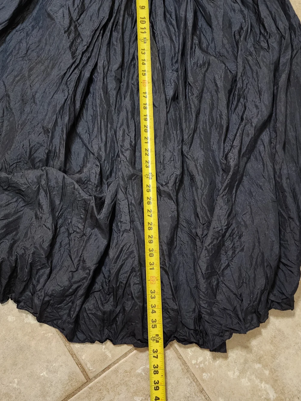 Vintage Christina Silk Crinkle Broomstick Maxi Skirt Black Size L Boho Whimsical